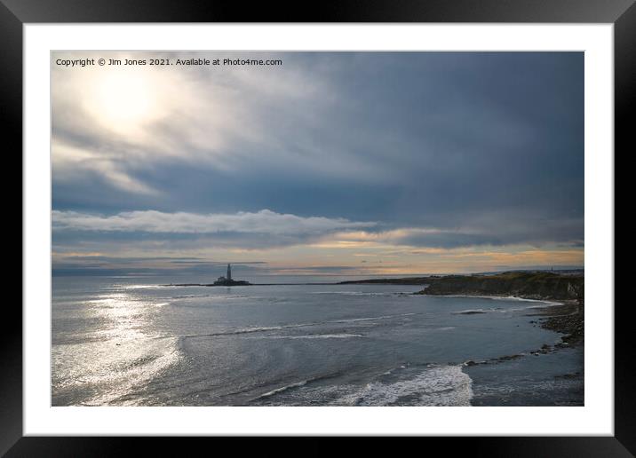 Overcast morning at St Marys Island Framed Mounted Print by Jim Jones