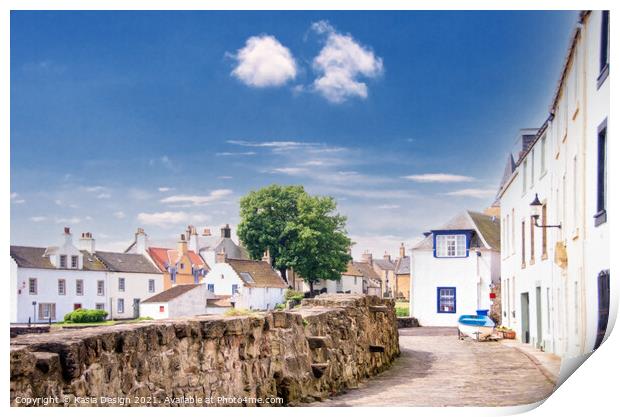 Anstruther Village Scene, Fife, Scotland Print by Kasia Design