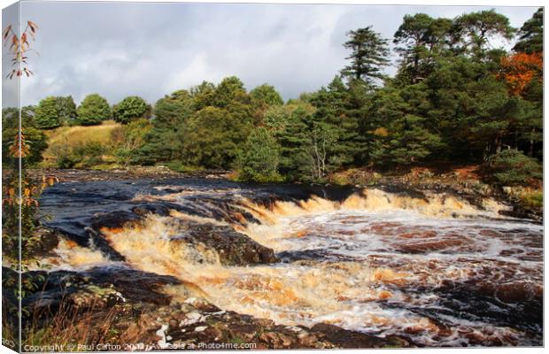 River Tees in full flow. Canvas Print by Paul Clifton