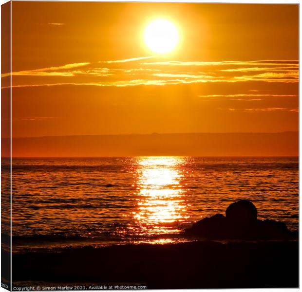 Captivating Sunset at Hope Cove Canvas Print by Simon Marlow