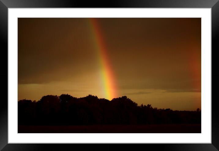storm light and rainbow Framed Mounted Print by Simon Johnson