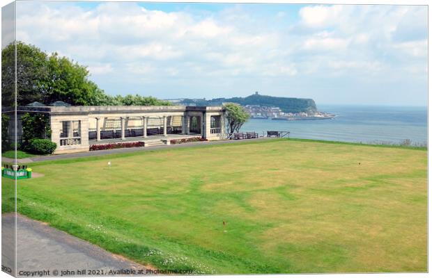 South cliff gardens shelter, Scarborough. Canvas Print by john hill