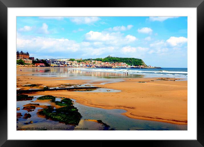 South Scarborough beach, Yorkshire. Framed Mounted Print by john hill