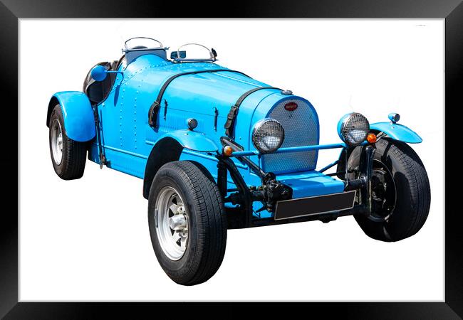 Bugatti T35 isolated on a white background. Framed Print by Kevin Hellon