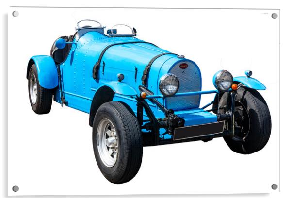 Bugatti T35 isolated on a white background. Acrylic by Kevin Hellon