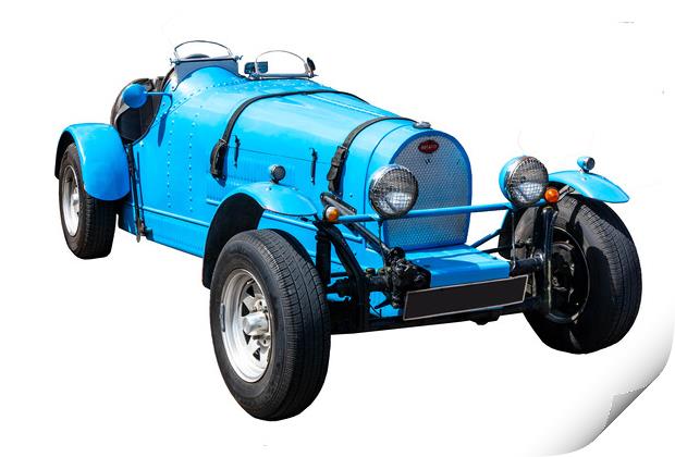 Bugatti T35 isolated on a white background. Print by Kevin Hellon