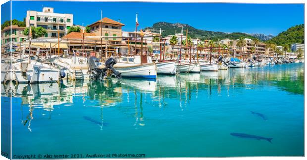 Port de Soller with fishing boats Canvas Print by Alex Winter