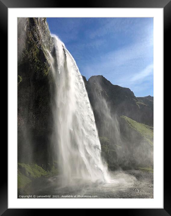 Seljalandsfoss waterfall in Iceland Framed Mounted Print by Lensw0rld 