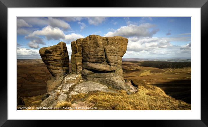 The Boxing Gloves on Kinder Scout's Northern Edge Framed Mounted Print by Chris Drabble