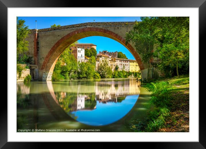 Ponte della Concordia, Roman bridge. Fossombrone Framed Mounted Print by Stefano Orazzini