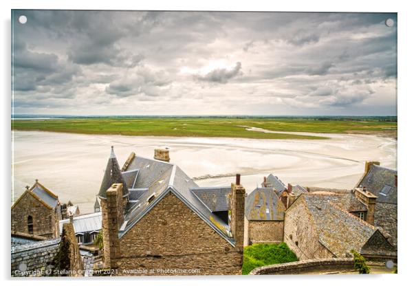 Mont Saint Michel monastery and bay. Normandy, France. Acrylic by Stefano Orazzini