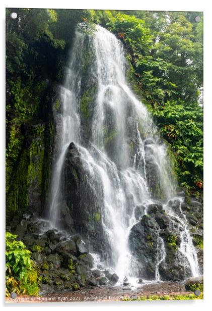 Waterfall at Ribeira dos Caldeiroes Acrylic by Margaret Ryan
