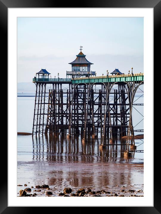Clevedon Pier head at very low tide Framed Mounted Print by Rory Hailes