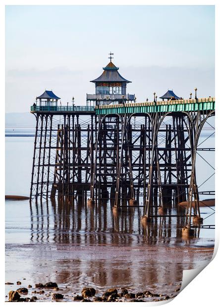 Clevedon Pier head at very low tide Print by Rory Hailes