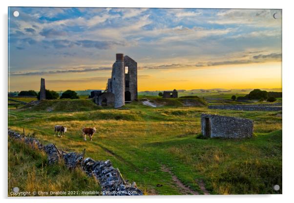 The Magpie Mine (at sunset) Acrylic by Chris Drabble
