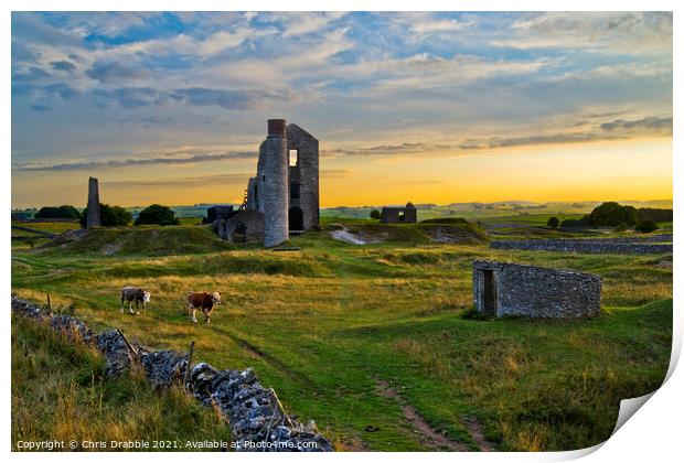 The Magpie Mine (at sunset) Print by Chris Drabble