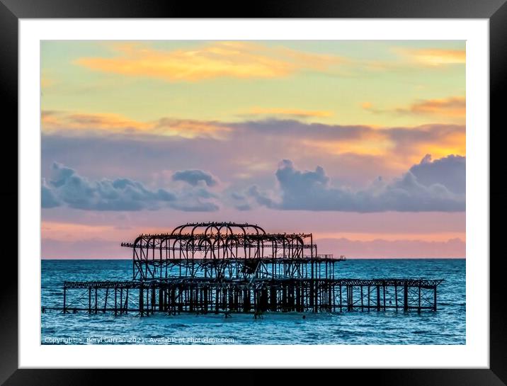 Majestic Sunset at West Pier Framed Mounted Print by Beryl Curran