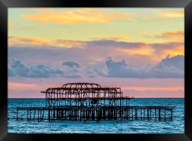 Majestic Sunset at West Pier Framed Print by Beryl Curran