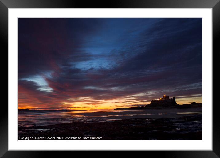 Bamburgh castle at dawn, Framed Mounted Print by Keith Bowser