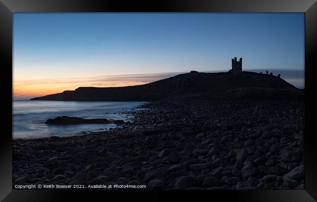 Dunstanburgh castle  before sunrise Framed Print by Keith Bowser
