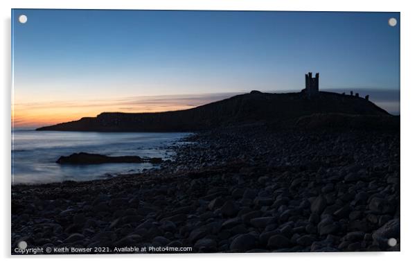 Dunstanburgh castle  before sunrise Acrylic by Keith Bowser