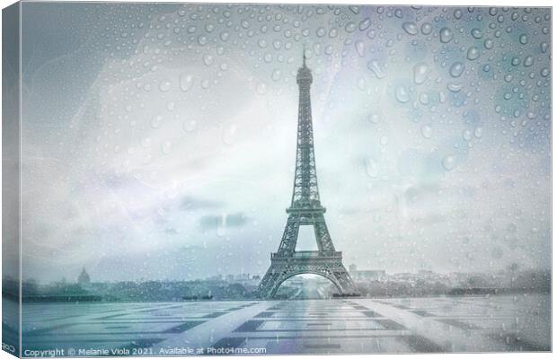 EIFFEL TOWER Rainy Day | dreamy blue  Canvas Print by Melanie Viola