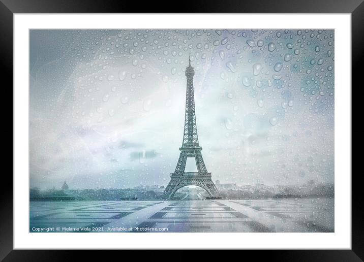 EIFFEL TOWER Rainy Day | dreamy blue  Framed Mounted Print by Melanie Viola