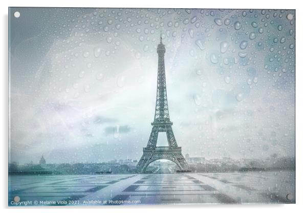 EIFFEL TOWER Rainy Day | dreamy blue  Acrylic by Melanie Viola