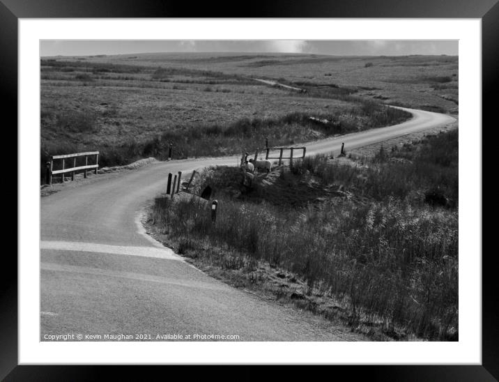 The Long Winding Road To Tan Hill (Greyscale) Framed Mounted Print by Kevin Maughan