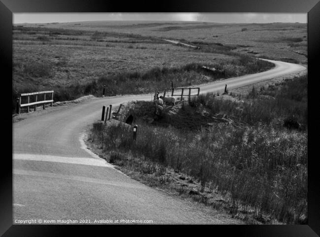 The Long Winding Road To Tan Hill (Greyscale) Framed Print by Kevin Maughan
