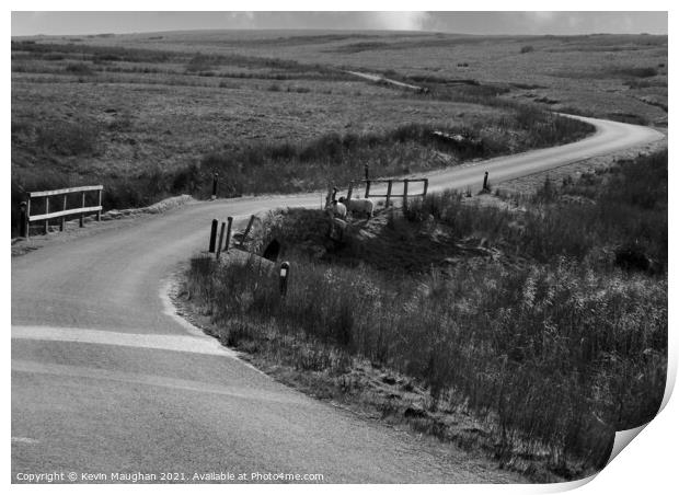 The Long Winding Road To Tan Hill (Greyscale) Print by Kevin Maughan