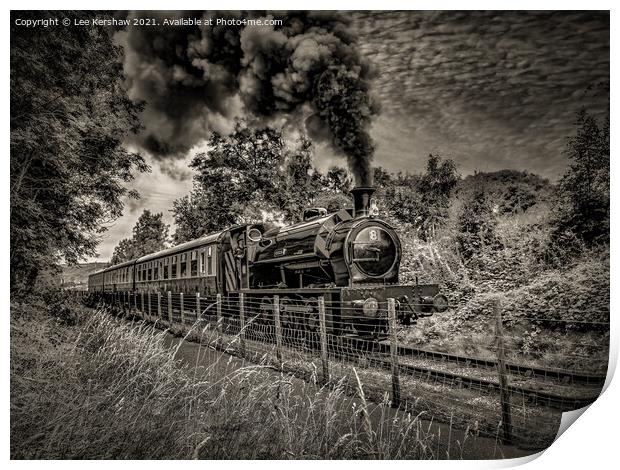 "Ascending Power: A Historic Steam Train Conquers  Print by Lee Kershaw