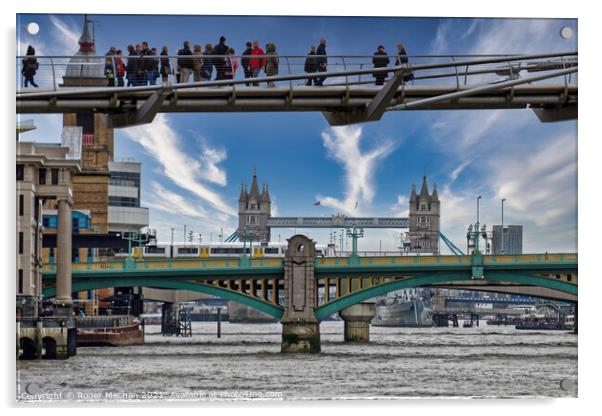 London's Iconic Triple Bridge View Acrylic by Roger Mechan