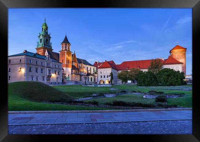 Wawel Cathedral And Castle At Dusk Framed Print by Artur Bogacki