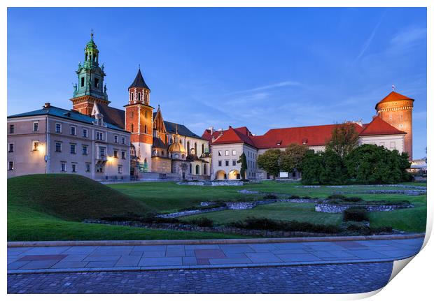 Wawel Cathedral And Castle At Dusk Print by Artur Bogacki