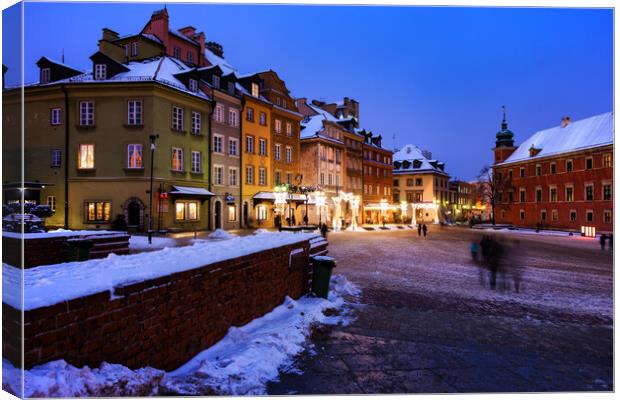 Winter Evening in the Old Town of Warsaw Canvas Print by Artur Bogacki