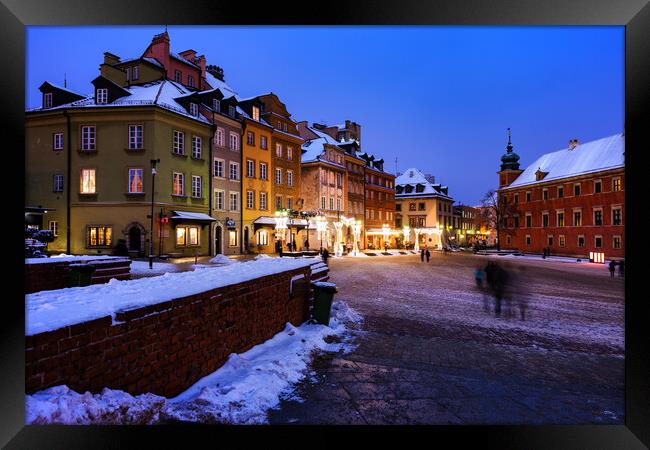 Winter Evening in the Old Town of Warsaw Framed Print by Artur Bogacki