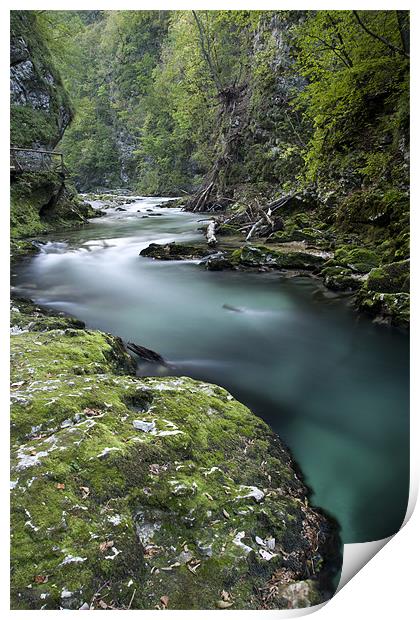 The Soteska Vintgar gorge at dusk Print by Ian Middleton