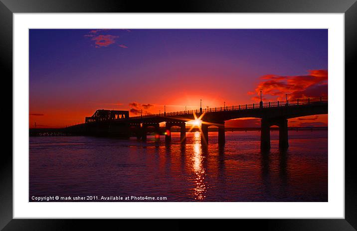 Kincardine Bridge at sunset Framed Mounted Print by mark usher
