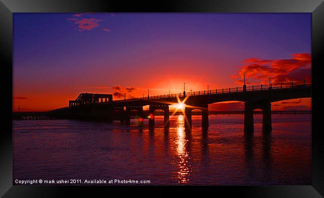 Kincardine Bridge at sunset Framed Print by mark usher