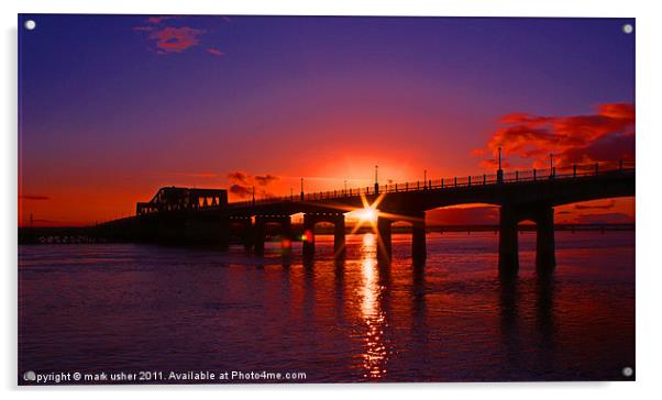 Kincardine Bridge at sunset Acrylic by mark usher