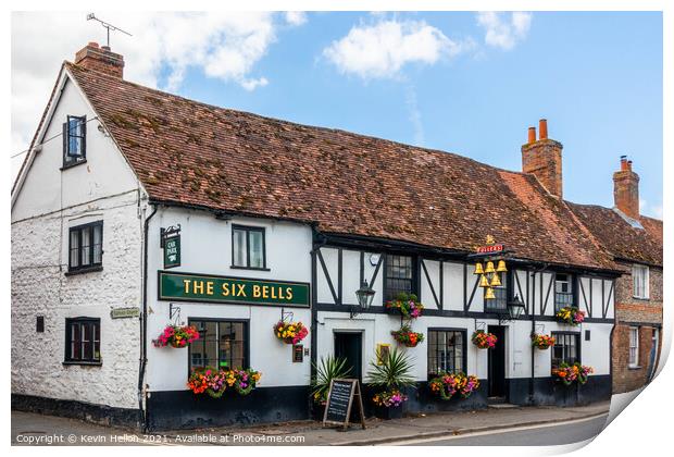 The Six Bells public house, Thame, Print by Kevin Hellon