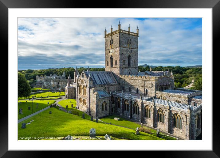 St Davids Cathedral in Pembrokeshire Framed Mounted Print by geoff shoults