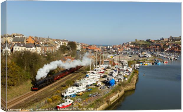 Black 5 44871 departs Whitby  Canvas Print by David Tomlinson