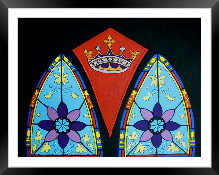 Painting of a Stained glass window  Framed Mounted Print by Stephanie Moore