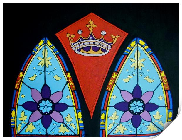 Painting of a Stained glass window  Print by Stephanie Moore