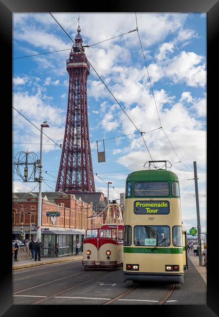 Old trams under Blackpool Tower Framed Print by Jason Wells
