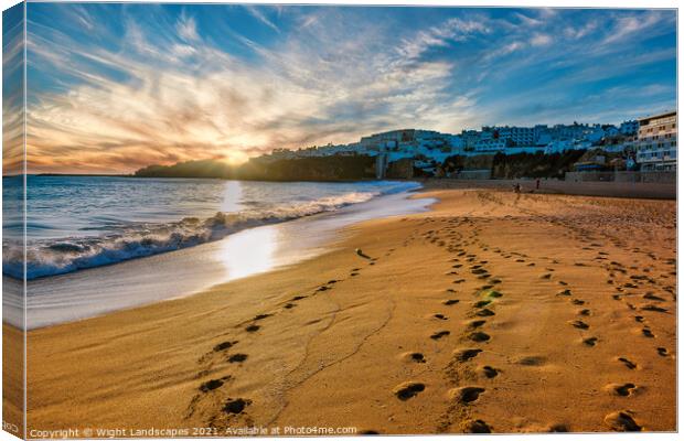 Albufeira Beach Sunset Algarve Portugal Canvas Print by Wight Landscapes