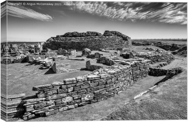 Broch of Gurness, Mainland Orkney mono Canvas Print by Angus McComiskey