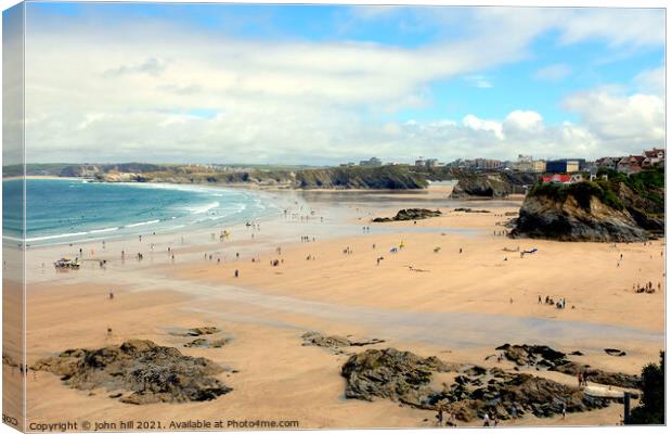 Newquay beaches at low tide, Cornwall. Canvas Print by john hill
